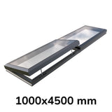 1000 x 4500 mm elektrisch openende modulaire glazen lichtkoepel (1 vaste 1 opening)