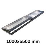 1000 x 5500 mm elektrisch openende modulaire glazen lichtkoepel (1 vaste 1 opening)