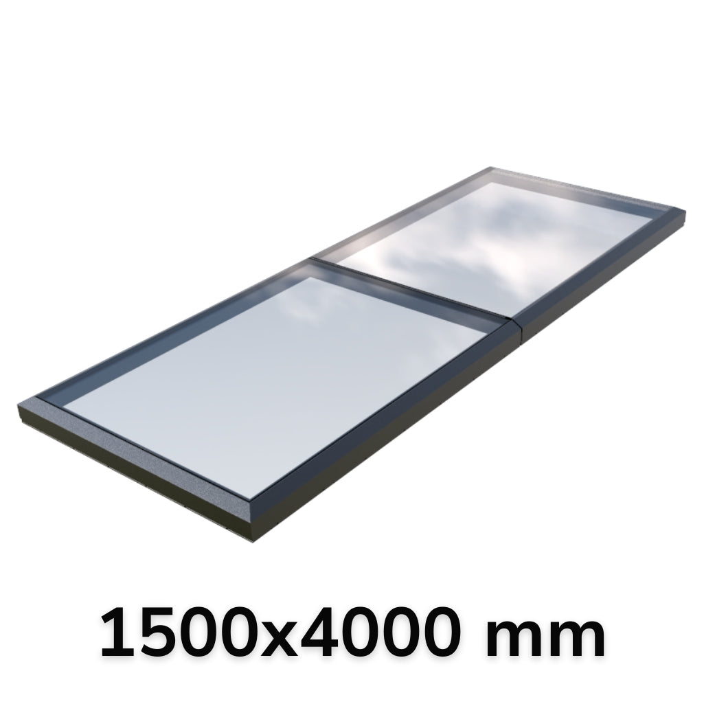 1500 x 4000 mm Vaste glazen modulaire lichtkoepel (2 vaste 0 openingen)