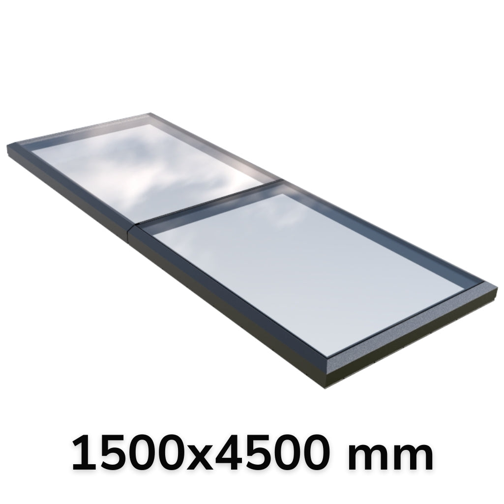 1500 x 4500 mm Fixed Glass Link Modular Skylight (2 Fixed 0 Opening)