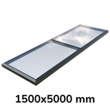 1500 x 5000 mm Vaste glazen modulaire lichtkoepel (2 vaste 0 openingen)