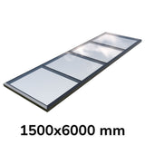 1500 x 6000 mm Vaste glazen modulaire lichtkoepel (2 vaste 0 openingen)