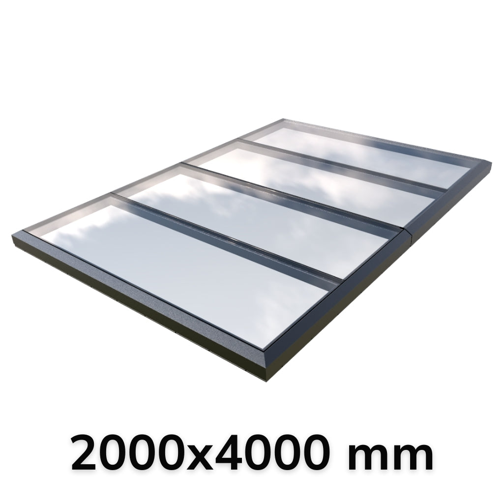 2000 x 4000 mm Fixed Glass Link Modular Skylight (2 Fixed 0 Opening)