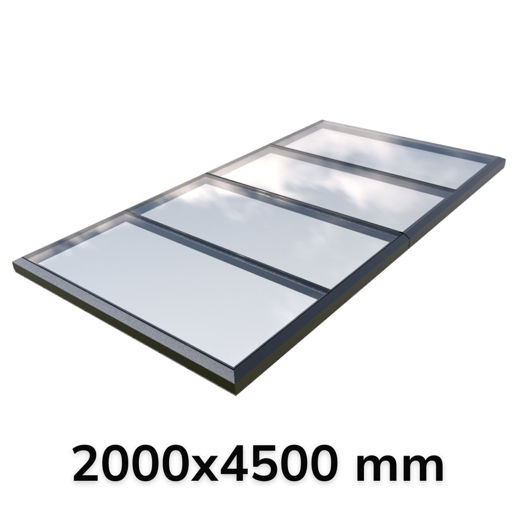 2000 x 4500 mm Fixed Glass Link Modular Skylight (2 Fixed 0 Opening)