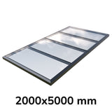 Puits de lumière modulaire à liaison fixe en verre 2000 x 5000 mm (2 fixes, 0 ouvrant)