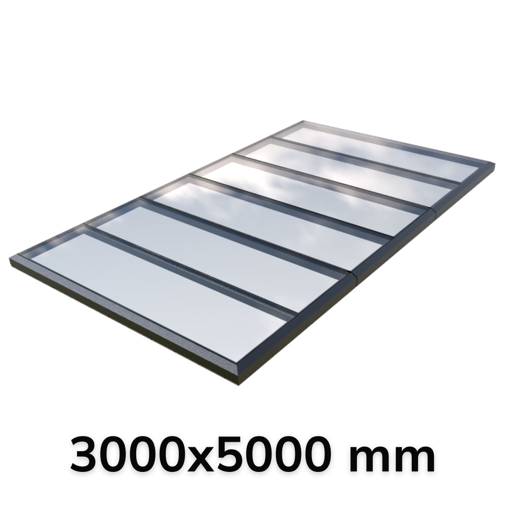 3000 x 5000 mm Fixed Glass Link Modular Skylight (3 Fixed 0 Opening)