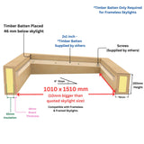 Rebord isolé pour puits de lumière pour toit plat 100 x 150 cm