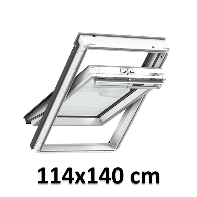 114x140 cm VELUX GGU SK08 0066 Manual Centre-Pivot Roof Window | White Polyurethane Maintenance Free | Triple Glazed.