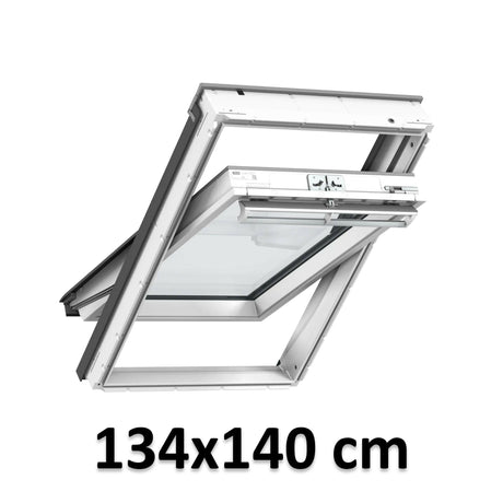 134x140 cm VELUX GGU UK08 0370 Manual Centre-Pivot Roof Window | White Polyurethane Maintenance Free | Double Glazed.