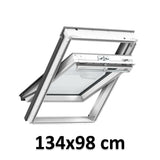 134x98 cm VELUX GGU UK04 0370 Manual Centre-Pivot Roof Window | White Polyurethane Maintenance Free | Double Glazed.