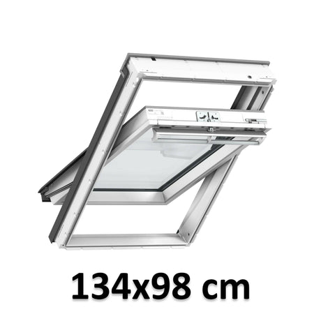 134x98 cm VELUX GGU UK04 0170 Manual Centre-Pivot Roof Window | White Polyurethane Maintenance Free | Double Glazed.