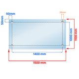 Balcon Juliette en verre feuilleté trempé LD 1500 x 1100 mm