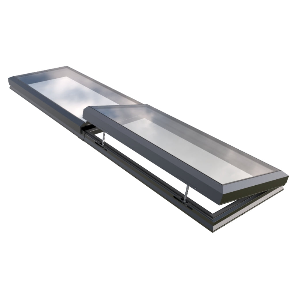 1000 x 5000 mm Electric Opening Glass Link Modular Skylight (1 Fixed 1 Opening)