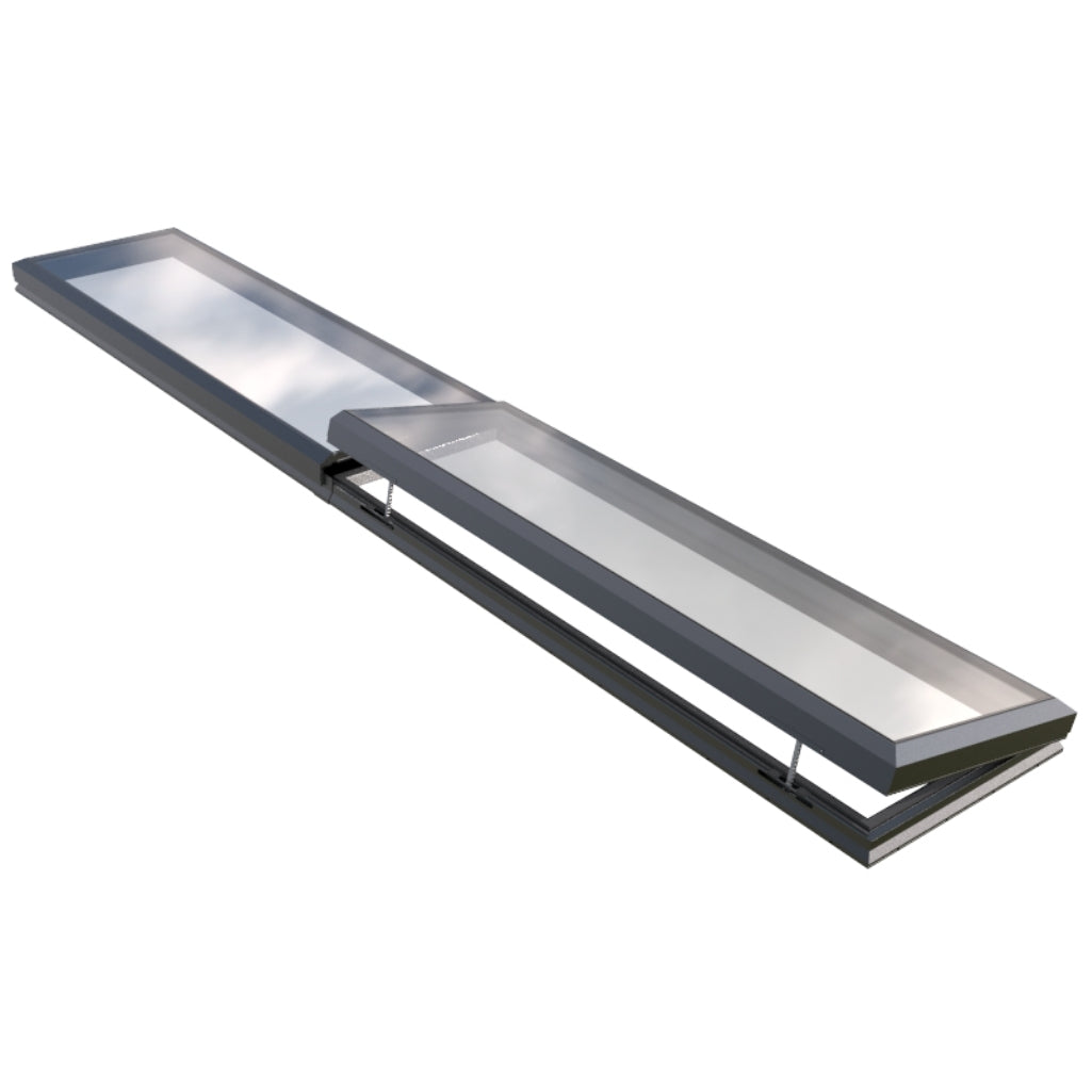 1000 x 6000 mm Electric Opening Glass Link Modular Skylight (1 Fixed 1 Opening)