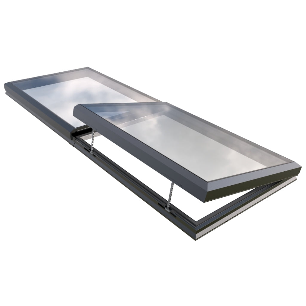 1500 x 4000 mm Electric Opening Glass Link Modular Skylight (1 Fixed 1 Opening)