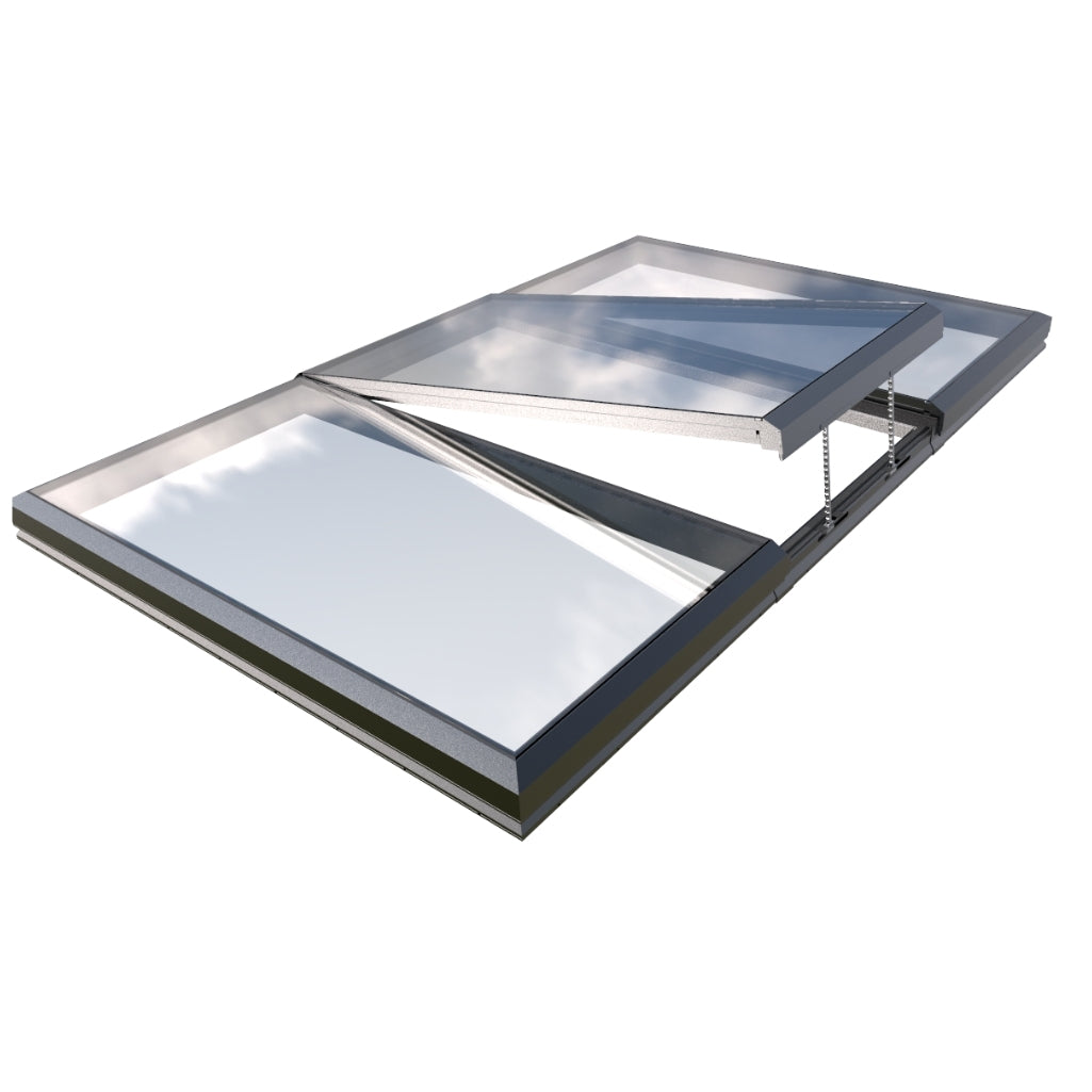 2500 x 4000 mm Electric Opening Glass Link Modular Skylight (2 Fixed 1 Opening)