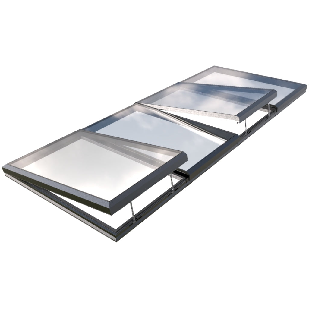 2500 x 6000 mm Electric Opening Glass Link Modular Skylight (2 Fixed 2 Opening)