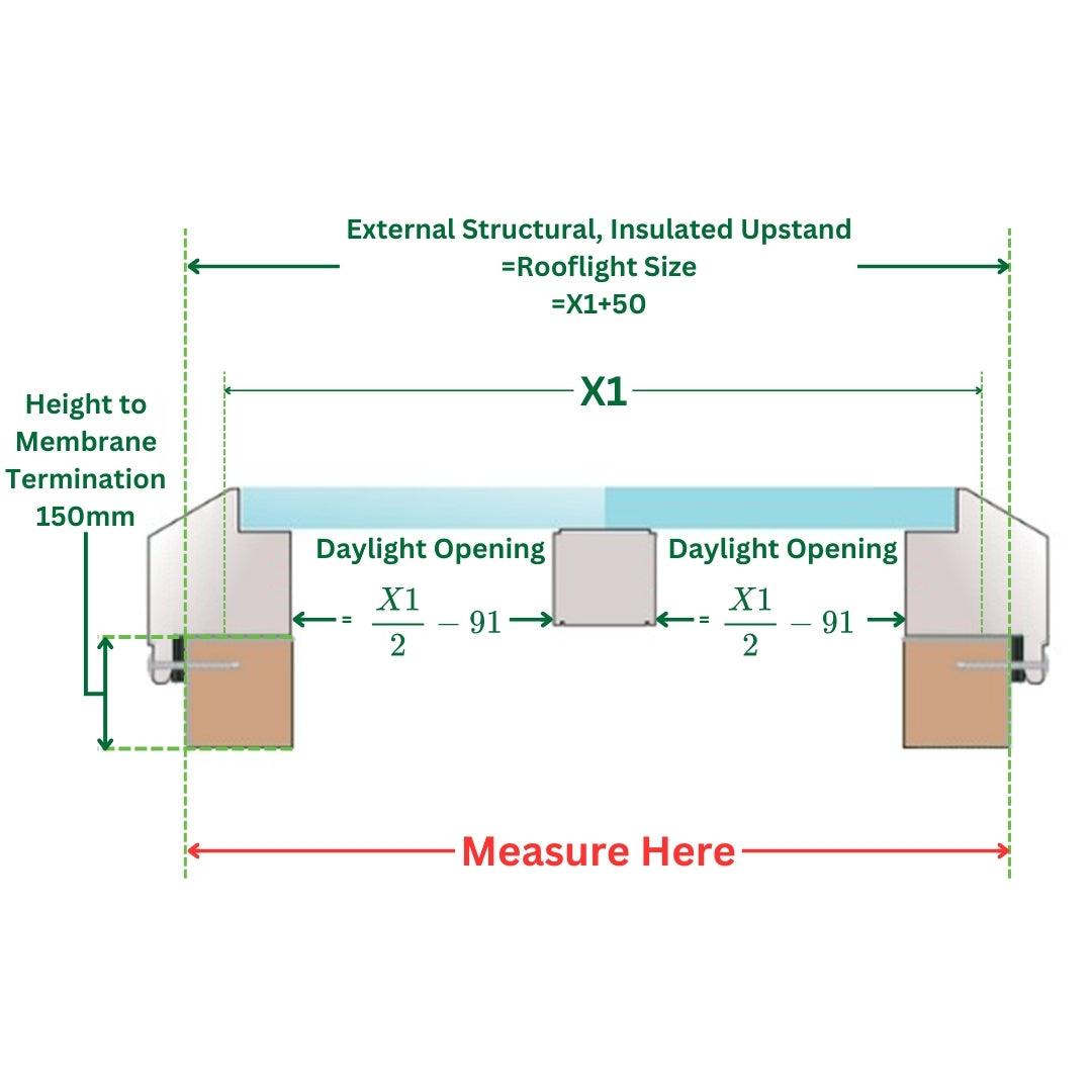 Puits de lumière modulaire à liaison fixe en verre 1 000 x 3 500 mm (1 fixe, 0 ouvrant)