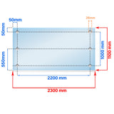 Balcon Juliette en verre feuilleté trempé LD 2300 x 1100 mm