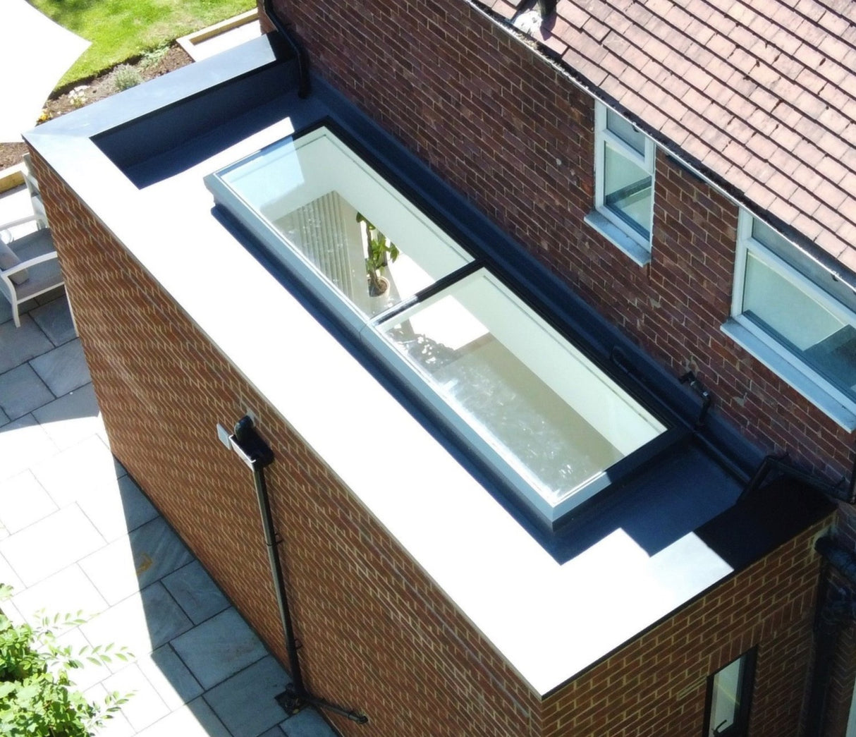 1000 x 6000 mm Electric Opening Glass Link Modular Skylight (1 Fixed 1 Opening)