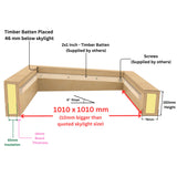 1000 x 1000 mm geïsoleerde opstand voor plat daklicht