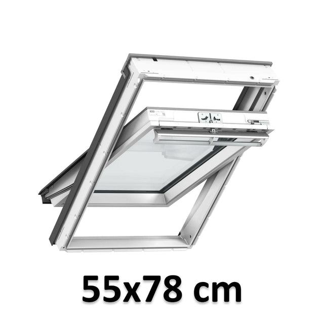 55x78 cm VELUX GGU CK02 0067 Manual Centre-Pivot Roof Window | White Polyurethane Maintenance Free | Triple Glazed.