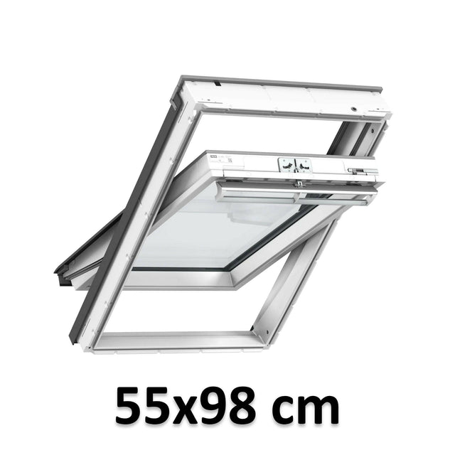 55x98 cm VELUX GGU CK04 0362 Manual Centre-Pivot Roof Window | White Polyurethane Maintenance Free | Triple Glazed.