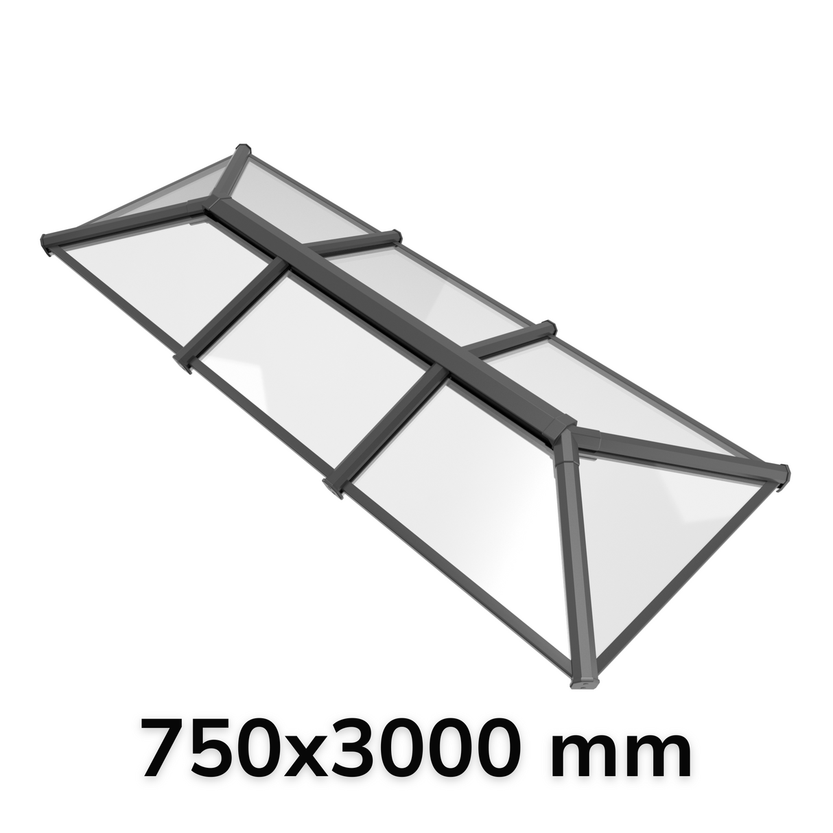 75 x 300 cm Stratus Aluminium Daklantaarn Stijl 3 (Traditioneel)