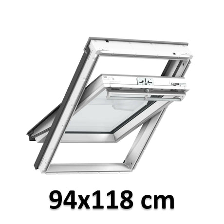 94x118 cm VELUX GGU PK06 0067 Manual Centre-Pivot Roof Window | White Polyurethane Maintenance Free | Triple Glazed.