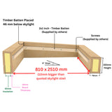 800 x 2500 mm geïsoleerde opstand voor plat daklicht