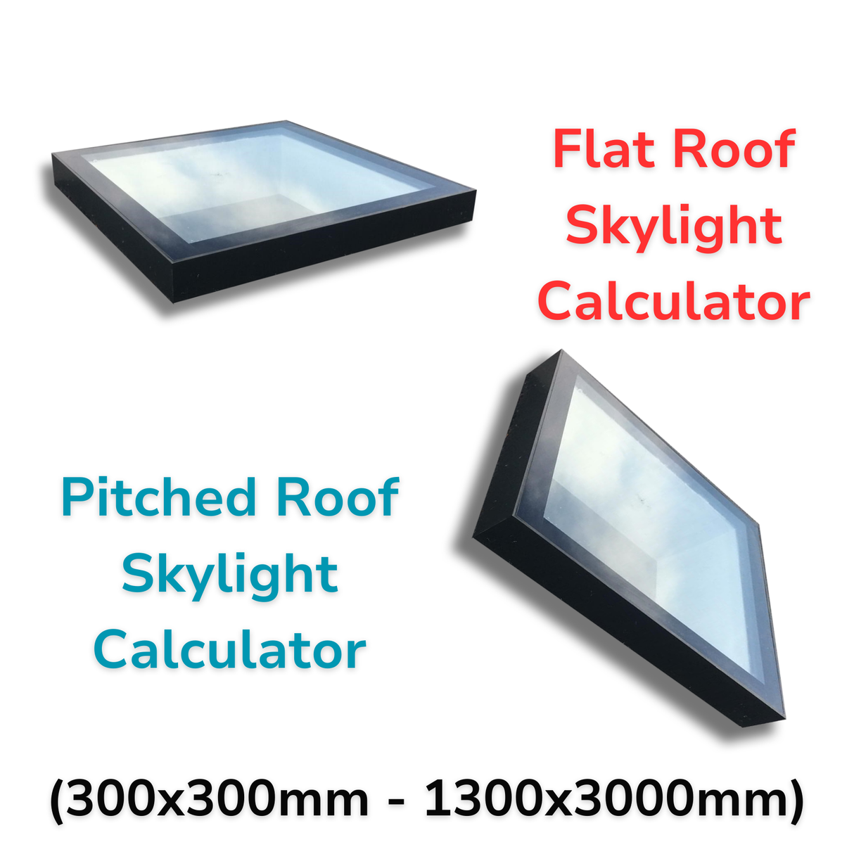 Calculateur de puits de lumière à toit plat et en pente avec cadre de taille personnalisée