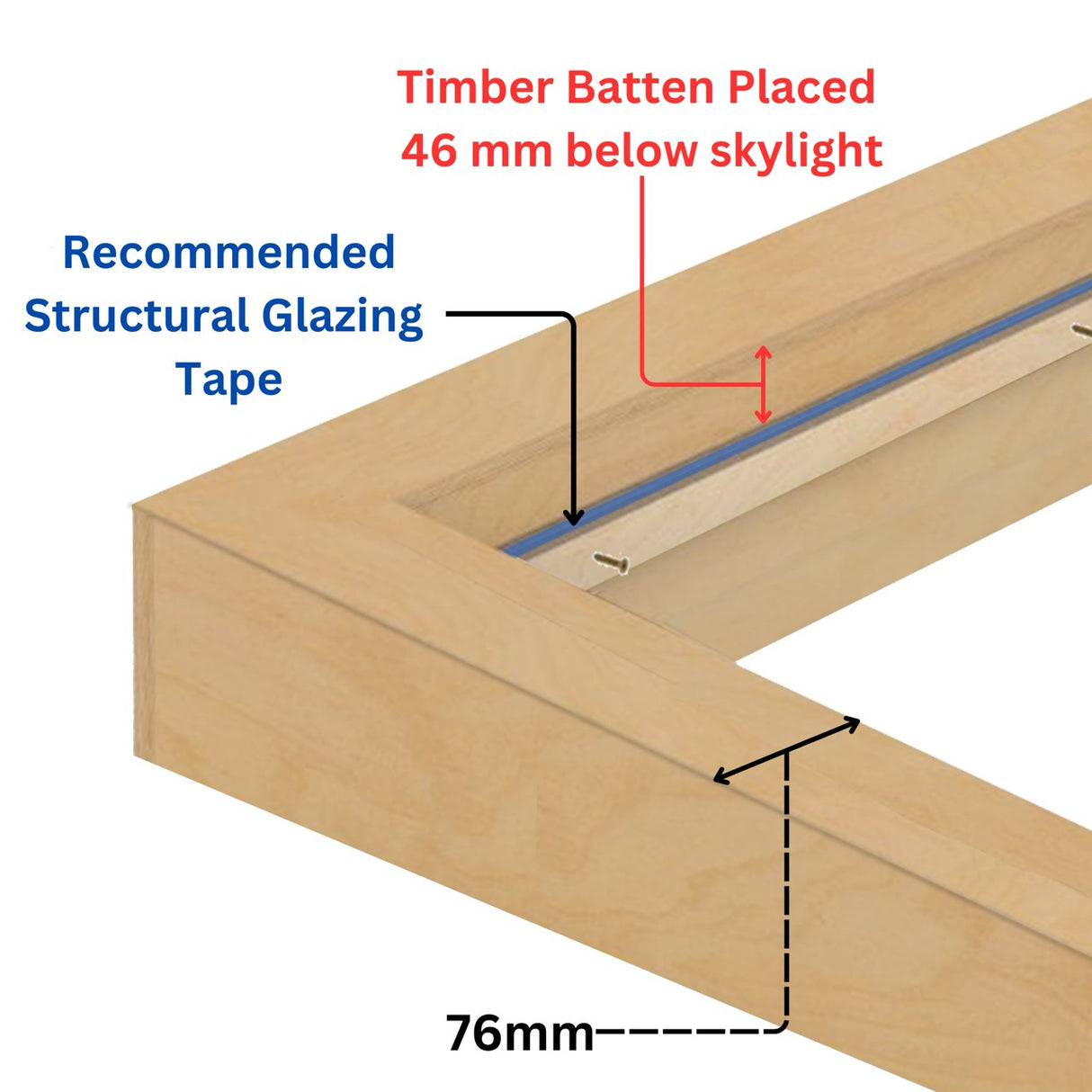 Rebord isolé pour puits de lumière pour toit plat 60 x 300 cm